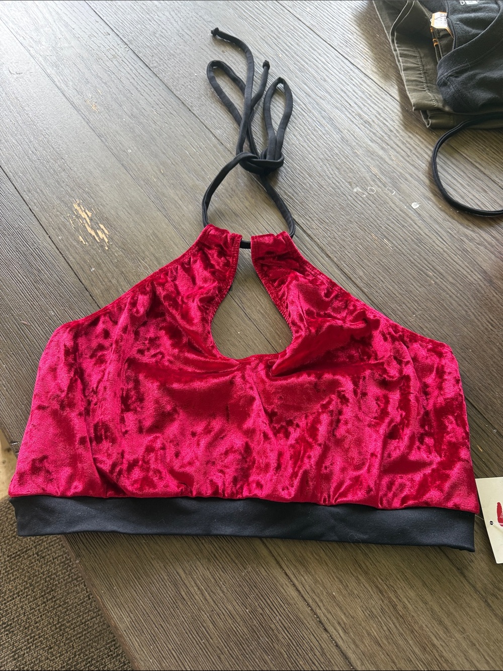Velvet Halter Bralette - Wine Red